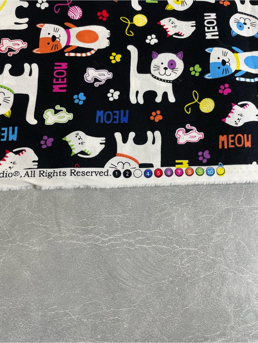 NEW “Meow Cats” Black Multicolor Cat Print Fabric- Brother Sister Design Studio - Picture 4 of 5